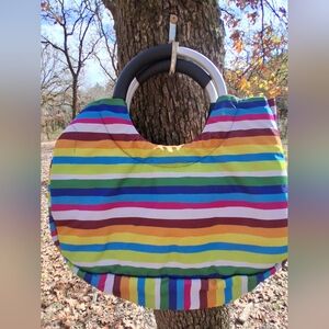 Colorful Striped Tote with Circular Handles